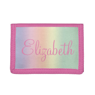 Personalized Pastel Rainbow Water Colors Tri-fold Wallet