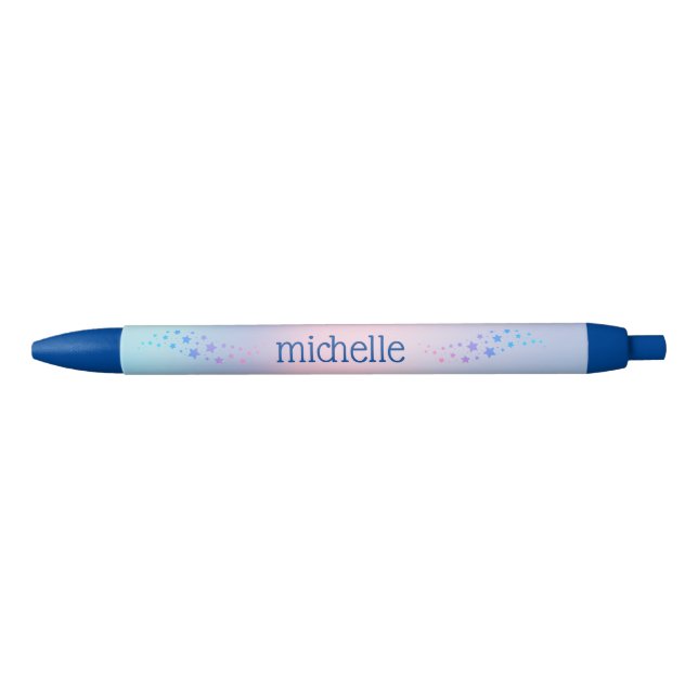 Personalized Pastel Rainbow With Stars Blue Pen (Front)