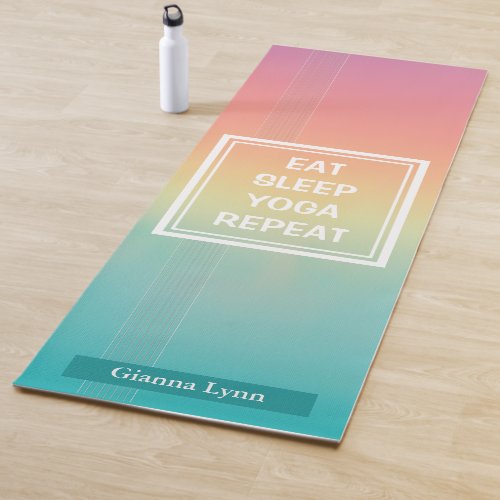 Personalized Pastel Rainbow Yoga Mat