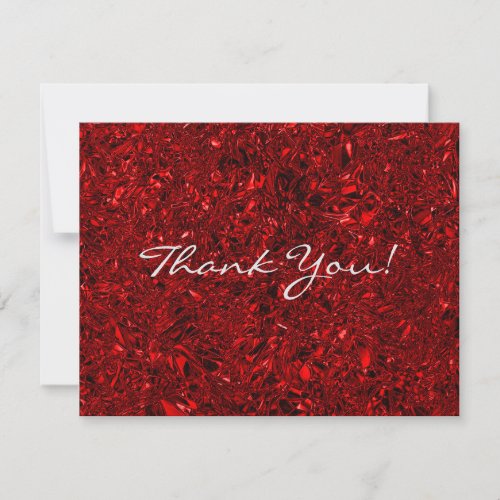 Personalized pastel red crushed foil thank you card