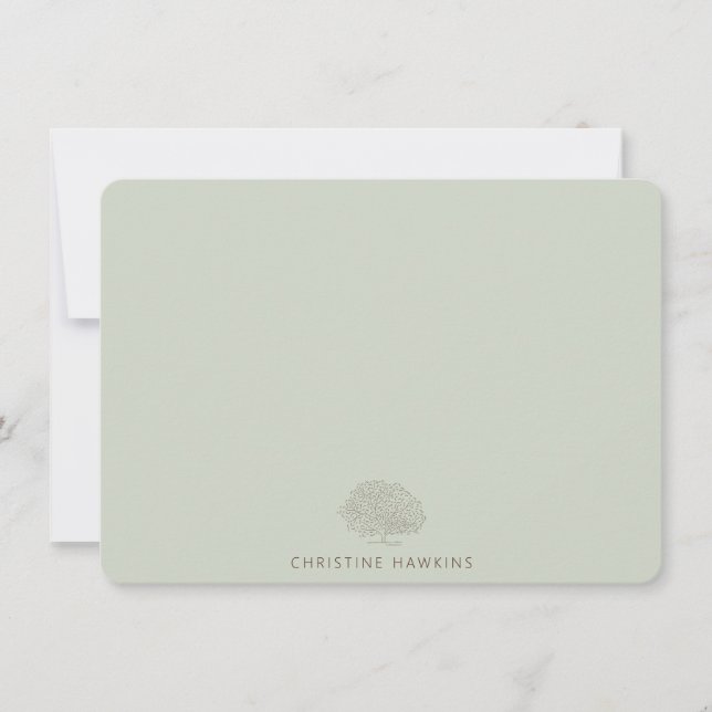 Personalized Pastel Sage Green Tree Arborist Note Card (Front)