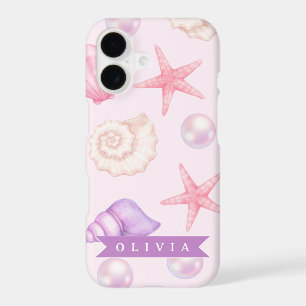 Personalized Pastel Seashell Coastal Custom Name iPhone 17 Case