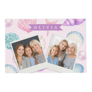 Personalized Pastel Seashell Coastal Custom Name Placemat