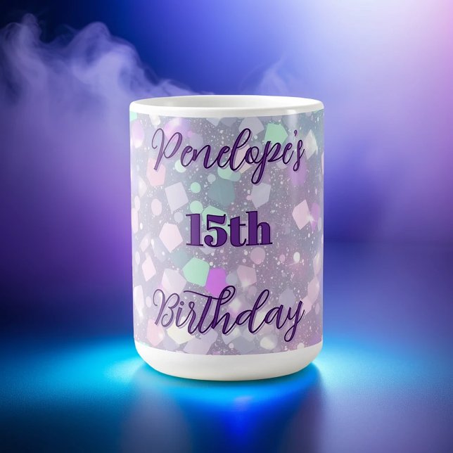 Personalized Pastel Shimmer Birthday Celebration Coffee Mug (Creator Uploaded)