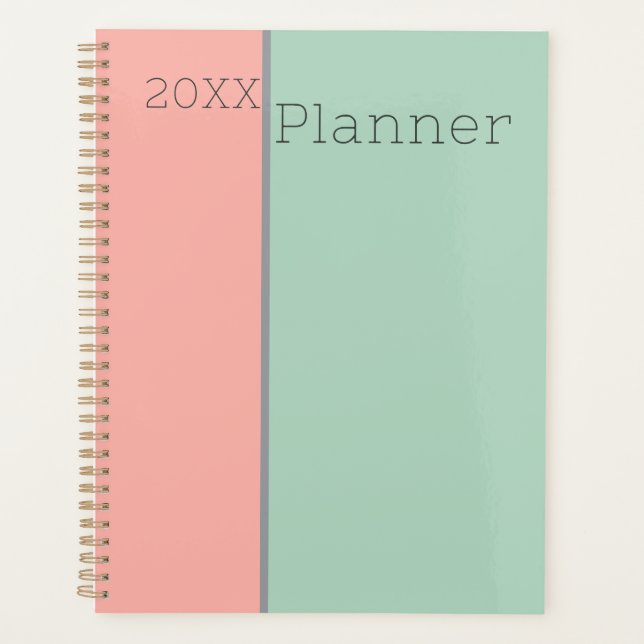 Personalized Pastel Soft Peach & Jungle Mist Green Planner (Front)