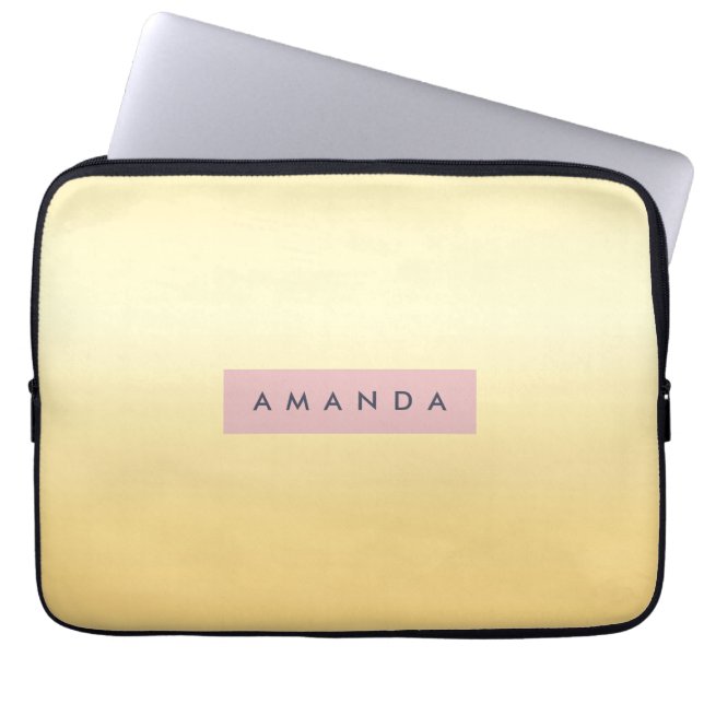 Personalized Pastel Soft Yellow Ombre  Laptop Sleeve (Front)