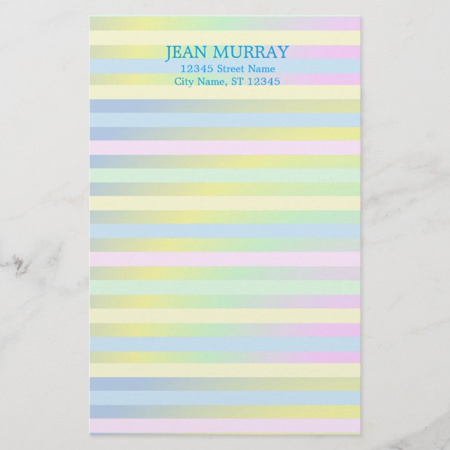 Personalized Pastel Striped Stationery (Front)