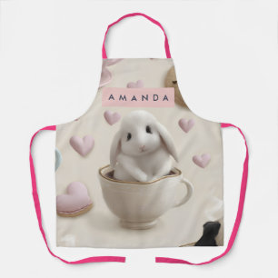 Personalized Pastel Sweet Bunny in Teacup Pattern Apron