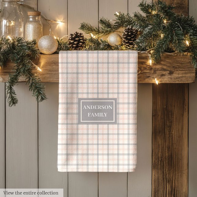 Personalized Pastel Towel Elegant Coral Grey Style (Personalized Pastel Towel Elegant Coral Grey Style)