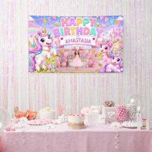 Personalized Pastel Unicorn Photo Birthday Banner