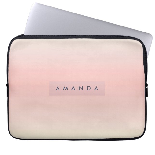 Personalized Pastel Warm Peach Blush Fade Laptop Sleeve (Front)