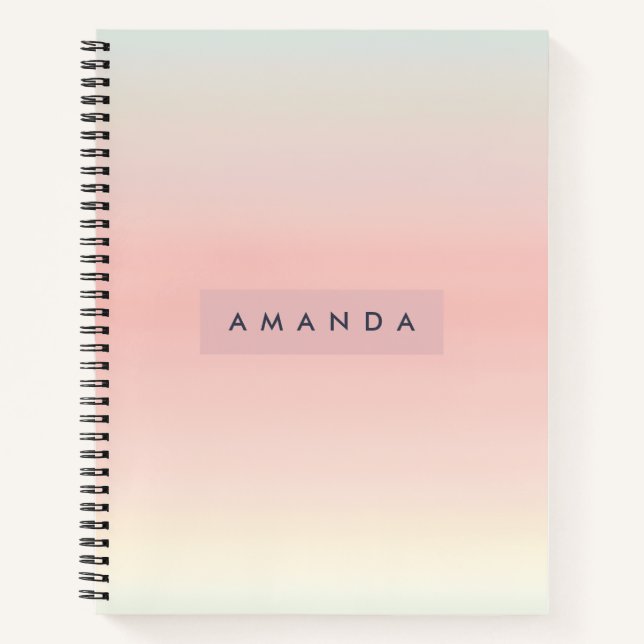 Personalized Pastel Warm Peach Blush Fade Notebook (Front)