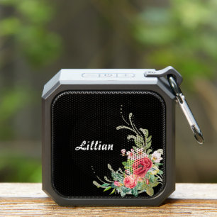 Personalized Pastel Watercolor Flowers and Swirls Bluetooth Speaker