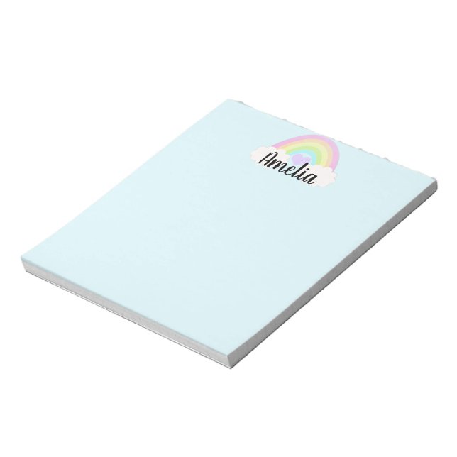 Personalized Pastel Watercolor Rainbow Notepad (Rotated)