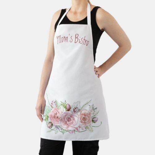 Personalized Pastel Watercolor Roses Apron