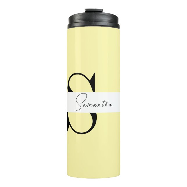 Personalized Pastel Yellow Monogram  Thermal Tumbler (Front)