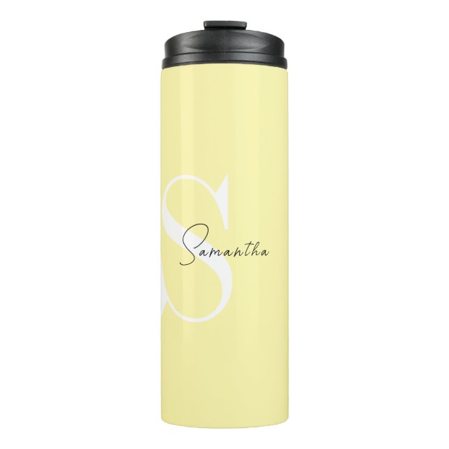 Personalized Pastel Yellow Monogram  Thermal Tumbler (Front)