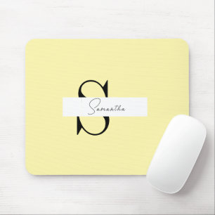 Personalized Pastel Yellow Mouse Pad with Initials