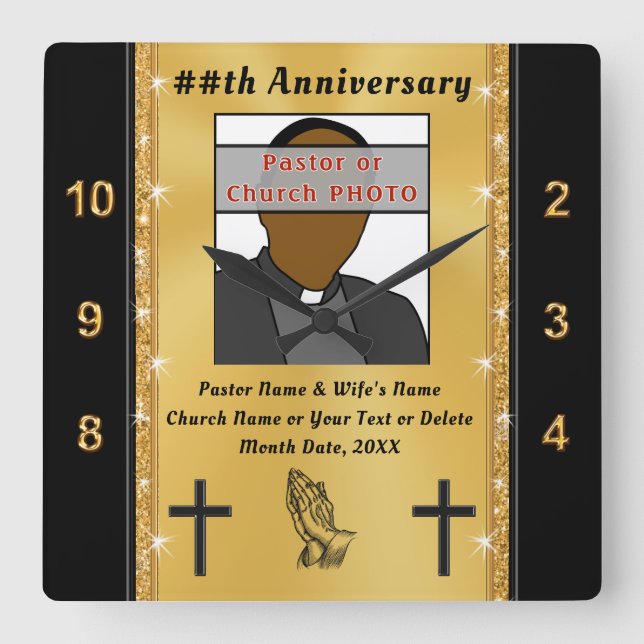 Personalized Pastor and Wife Anniversary Gifts Square Wall Clock (Front)