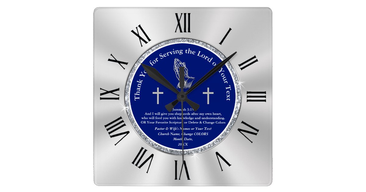 Personalized Pastor Appreciation Day Gift Ideas Square Wall Clock