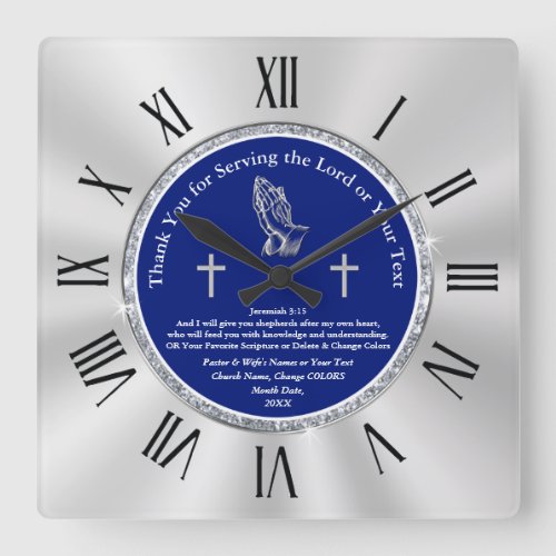 Personalized Pastor Appreciation Day Gift Ideas Square Wall Clock