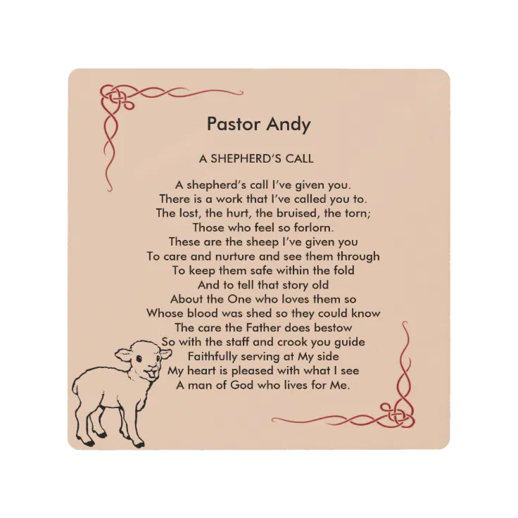 Personalized Pastor Appreciation Poem Metal Print | Zazzle