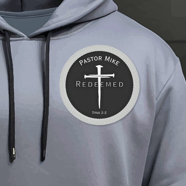 Personalized Pastor Three Nails Cross Christian Patch (Titus 2:2 Nails Cross Christian Monogram Patch)