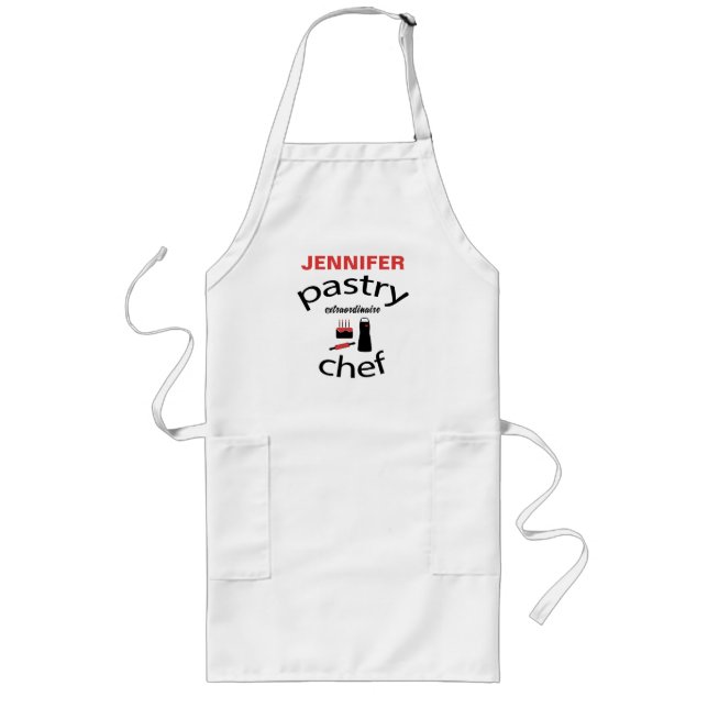 Personalized Pastry Chef Extraordinaire Long Apron (Front)