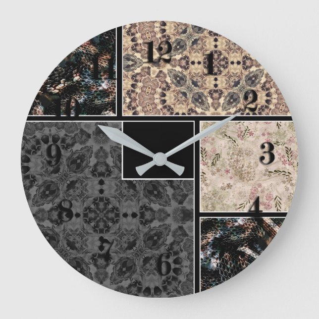 Personalized patchwork large clock (Front)