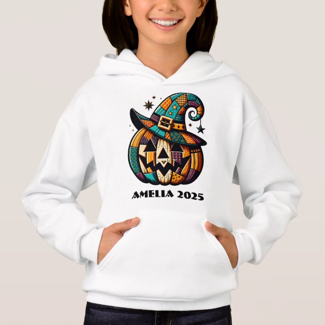 Personalized Patchwork Pumpk Halloween  Hoodie (Front)