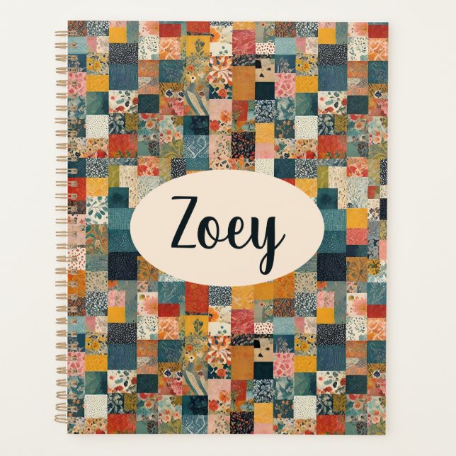 Personalized Patchwork Quilt Print Planner (Front)