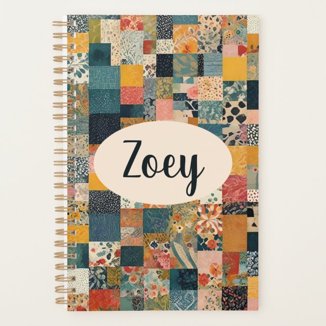 Personalized Patchwork Quilt Print Planner (Front)