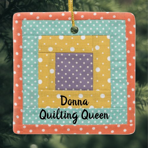 Personalized Patchwork Quilting Sewing Ceramic Ornament