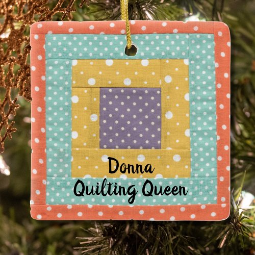 Personalized Patchwork Quilting Sewing Ceramic Ornament