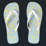 Personalized Patel Yellow Blue Floral Bridesmaid Flip Flops<br><div class="desc">Gift your bridal party with this pair of trendy flip flops that will be in use long after you say "I do"! They are an update of the classic pair, and totally appropriate for hitting the streets in. These stylish flip flops can be personalized to your liking. Add complementary text...</div>