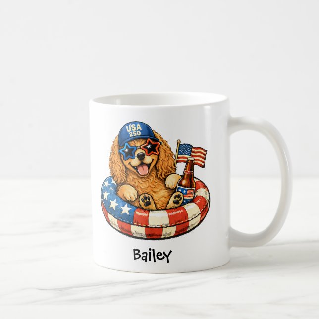 Personalized Patriotic 4th of July Cocker Spaniel Coffee Mug (Right)