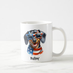 Personalized Patriotic 4th of July Dachshund Mug