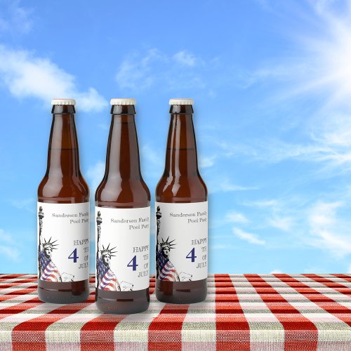 Personalized Patriotic 4th of July Party Beer Bottle Label