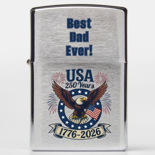 Personalized Patriotic American Eagle 250 Years Zippo Lighter (Front)