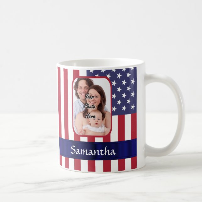 Personalized Patriotic American flag Coffee Mug (Right)