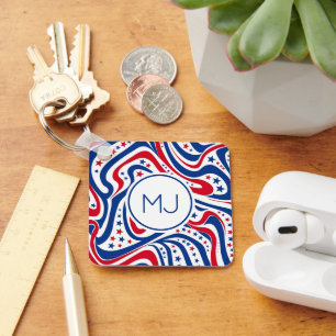 Personalized Patriotic American Flag Colors Keychain