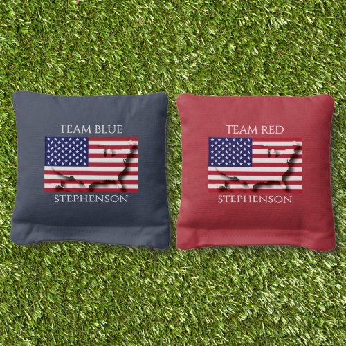 Personalized Patriotic American Flag Cornhole Bags