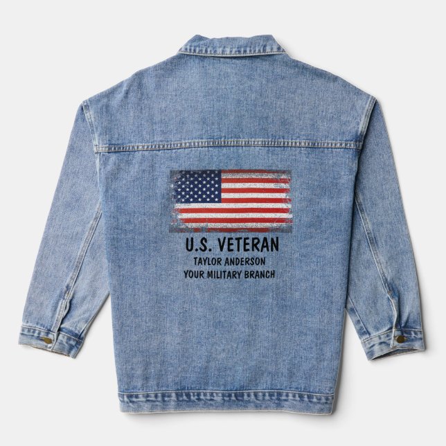 Personalized Patriotic American Flag  Denim Jacket (Back)
