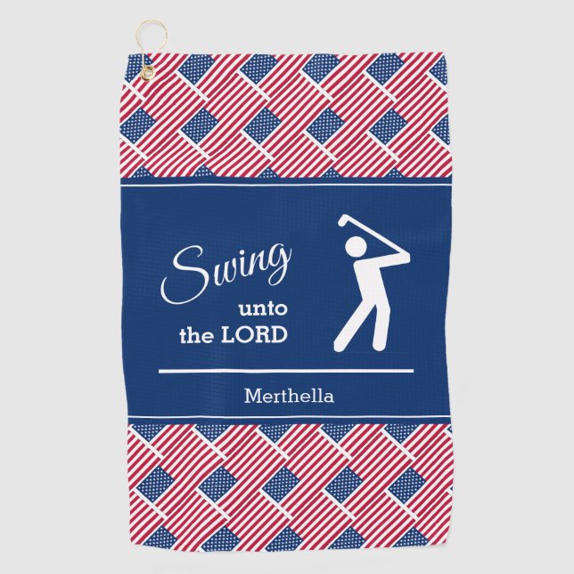 Personalized Patriotic AMERICAN FLAG Golf Towel (Front)