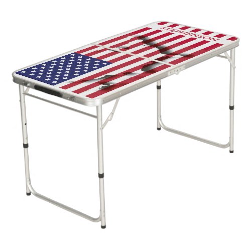 Personalized Patriotic American Flag July 4th Beer Pong Table