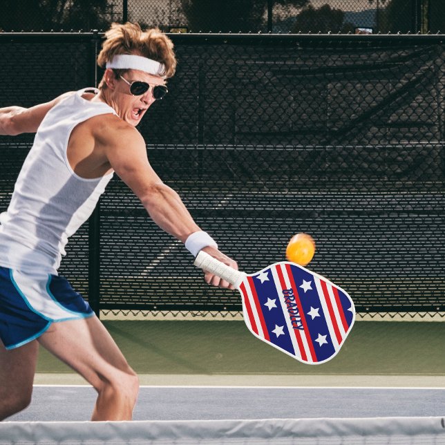 Personalized Patriotic American Flag Name Carbon Fiber Pickleball Paddle (Creator Uploaded)