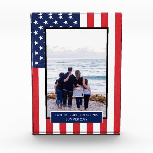 Personalized Patriotic American Flag  Photo Block