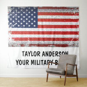 Personalized Patriotic American Flag  Tapestry
