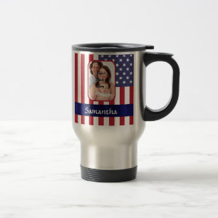 Personalized Patriotic American flag Travel Mug