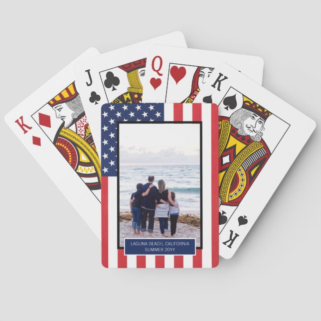 Personalized Patriotic American Flag with Photo Poker Cards (Back)